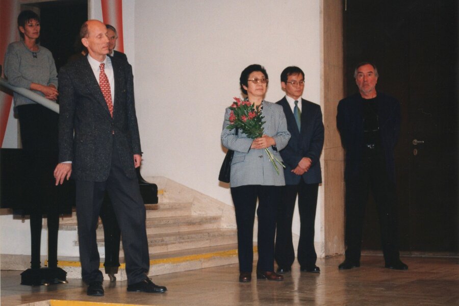 zleva: Eva Peřinová, Milan Šimonovský, Huo Yu-zhen, ?, Pavel Liška; foto: Anna Pecková